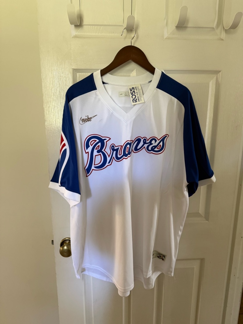 NWOT Nike Atlanta Braves Cooperstown Jersey Men’s Size: XXL NWT White Blue MLB